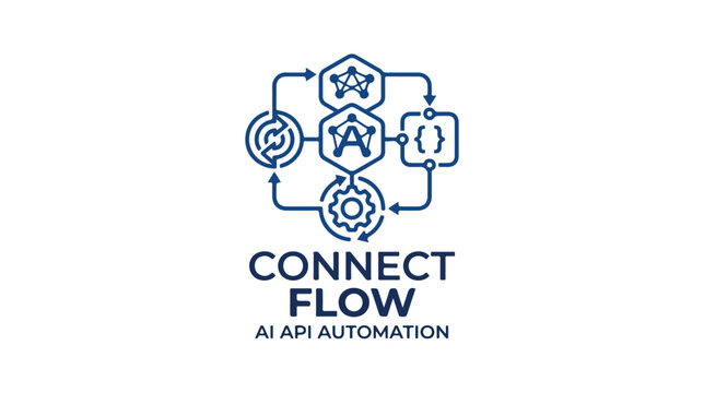 Connect Flow AI API Automation Minimalist Line Art Logo.