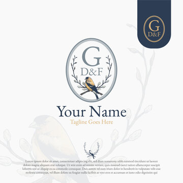 Luxury Vintage Bird Crest Monogram Logo