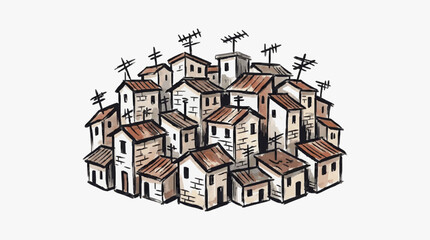 Intricate black and white castle architectural illustration. © skuy