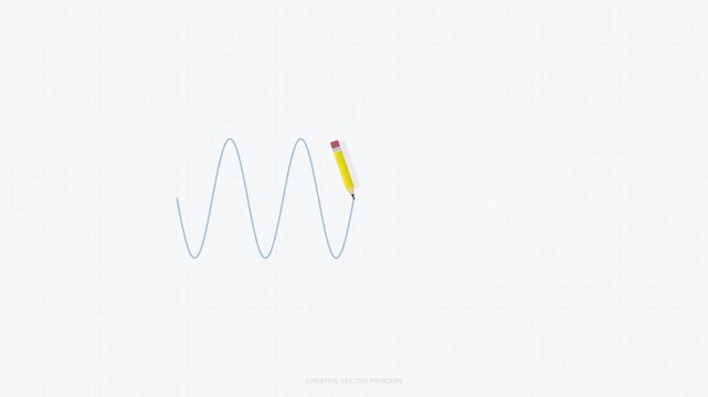 Pencil Drawing Blue Sine Wave Animation