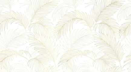 Seamless pattern with handdrawn gold palm leaves © S.Siam
