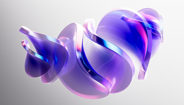 3D neon glass core with magenta and blue reflections