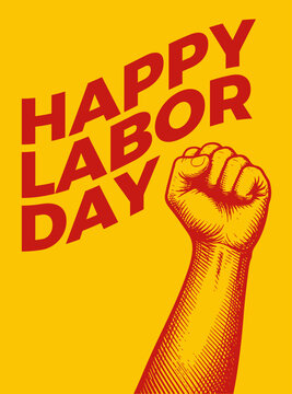 Bold Vintage Labor Day Fist Poster Design