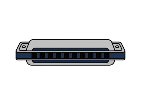 A minimalist flat illustration of a harmonica - ideal for music education, instrument icons, graphic design elements, and web visuals