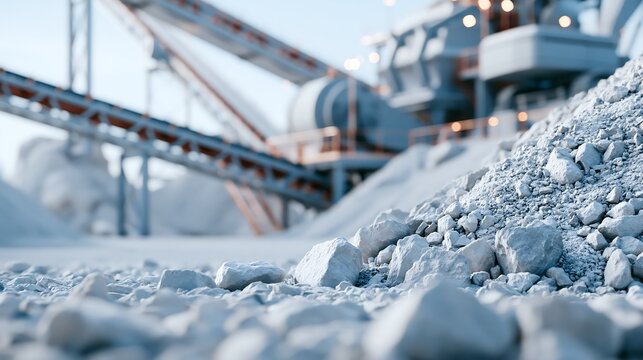 Rare earth ore stockpile at a modern processing facility. Critical minerals, industrial mining and strategic raw materials supply chain concept with copy space