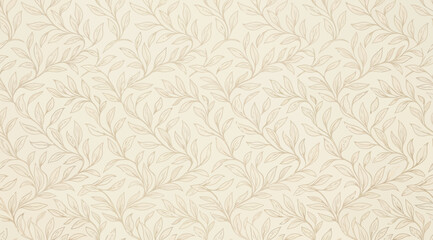 Elegant beige wallpaper with delicate gold leaf and vine pattern © Saharia