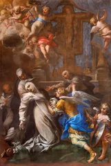 Fototapeten Jesus Christus PISA, ITALY - JUNE 25, 2026: The painting of Stigmatisation of St. Catherine of Siena in the church Chiesa di Santa Caterina d Alessandria by Raffaello Vanni (1655)  © Renáta Sedmáková
