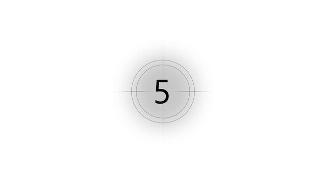 Classic cinema countdown leader featuring the number eight centered within concentric circles on a grayscale gradient background for editing
