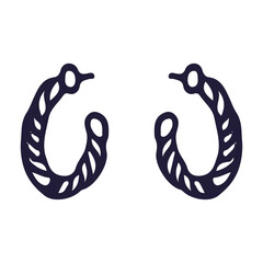 Hand drawn textured hoop earrings icon © Dindarchmh
