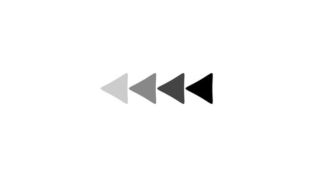 Four gray triangular arrow shapes arranged in a horizontal row pointing towards the left side on a solid white background for digital interface