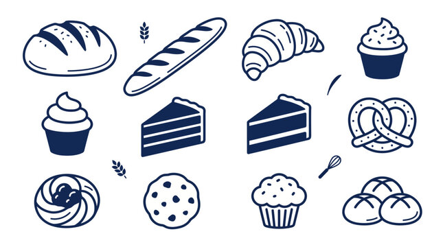 Variety of baked sweet food items.