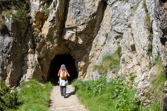 mountains of the Pasubio massif, path of 52 tunnels and memorial of the First World War
