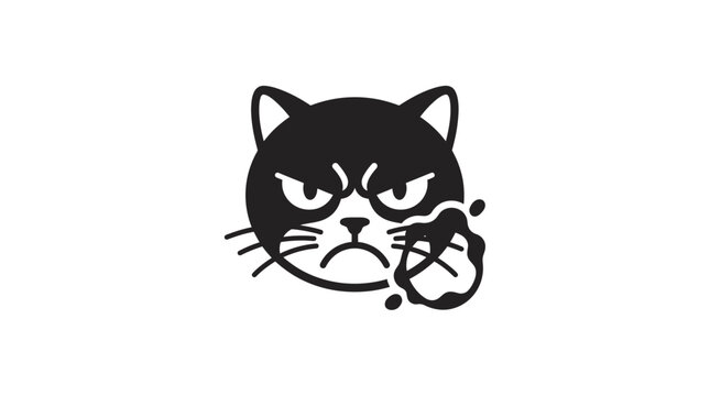 Grumpy Cat Icon - Angry Feline Face with Steam Coming Out of Ears