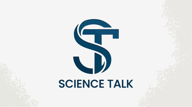 Minimalist ST monogram logo design for Science Talk brand.