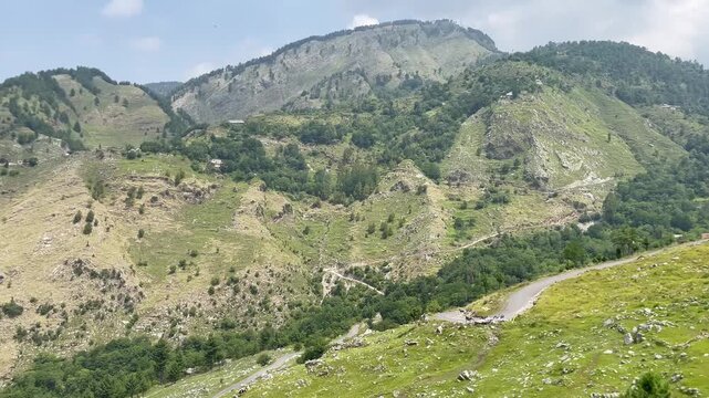 Breathtaking beauty of Ayubia National Park in Nathia Gali, Pakistan. This cinematic  footage captures lush green mountains, pine forests, rolling hills, and a peaceful natural valley