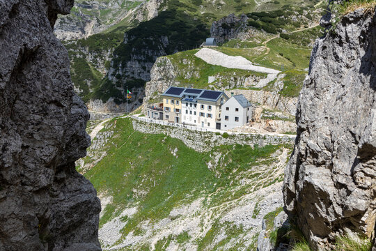 mountains of the Pasubio massif, path of 52 tunnels and memorial of the First World War