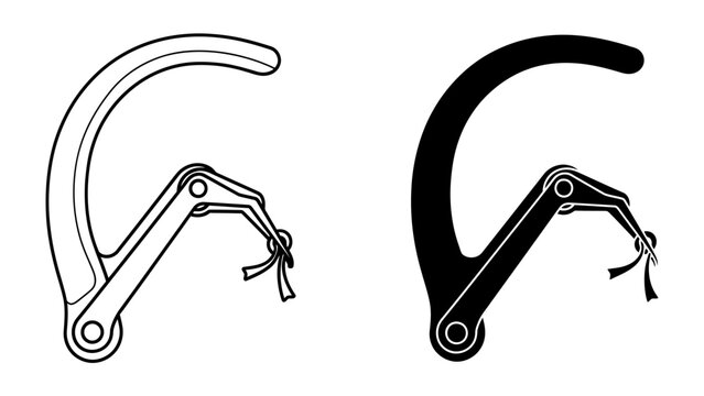 A pair of classic clothes peg clips: A detailed representation of two traditional wooden clothes pegs, one in a clean line drawing and the other in a solid silhouette, showcasing their simple.
