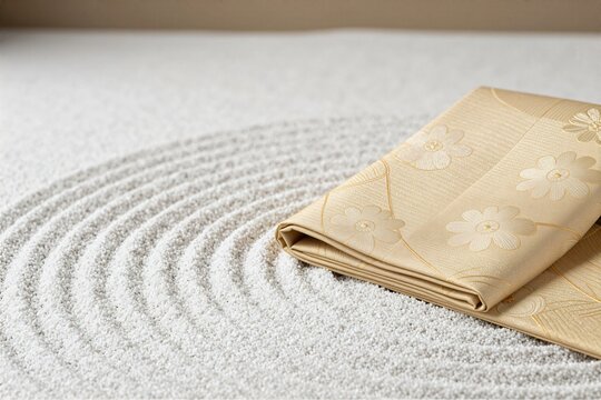 Marubelt obi sash edge detail on zen garden gravel