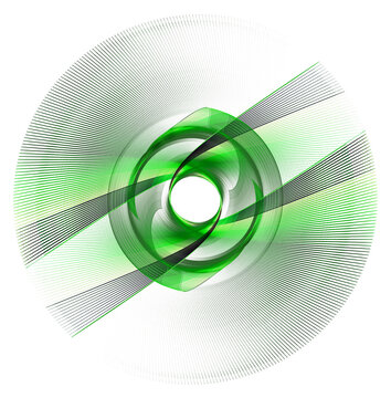 An abstract green striped propeller with black striped accents arranged parallel to each other rotates against a white background. Set. Icon, logo, symbol, sign. 3D rendering. 3D illustration.