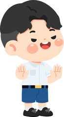 Obraz premium Boy Holding Hand Up in Stop Gesture