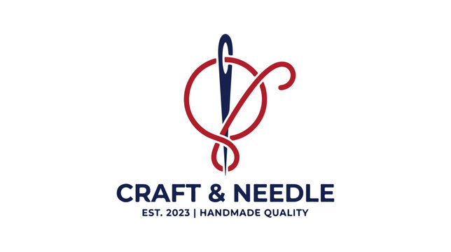 Minimalist Craft and Needle logo design for handmade business.