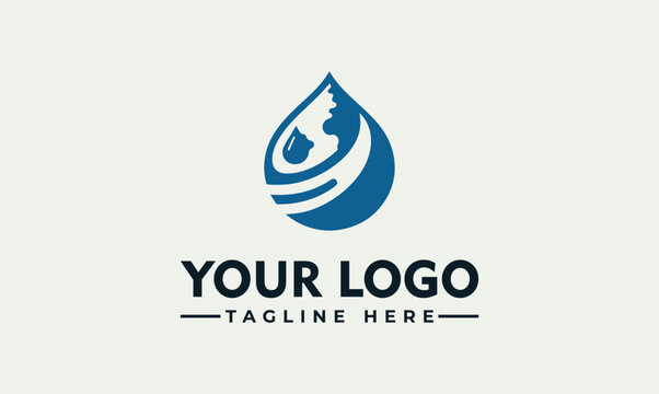 Creative water drop and global planet vector logo illustration, ideal for environmental and corporate branding
