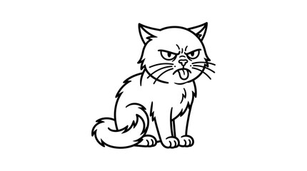 Fototapeta premium Grumpy Cat Illustration, Bad Mood Animal, Funny Feline Face, Tongue Out