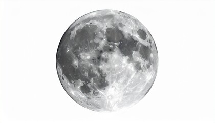 Naklejka premium Full Moon glows with craters and plains, radiating resilience, clarity, and mystery; a vivid emblem of cycles, wonder, and transformation within nature.