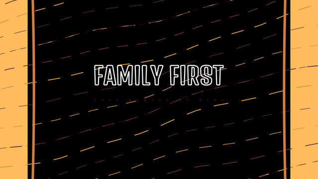 FAMILY FIRST stock lettering artwork with shifted dash line terrain pattern and thick stroke mask