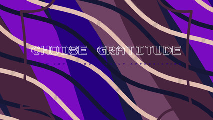 CHOOSE GRATITUDE isolated typography mask on white with layered 3d depth shadow and soft overlap ribbon lattice pattern © Quy