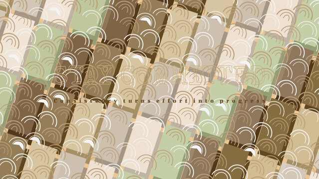 STAY COMMITTED masked text design featuring scalloped arch scale field pattern and thin stroke mask