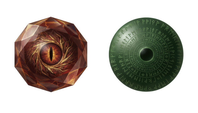 Fantasy Eye Gemstone and Ancient Rune Stone