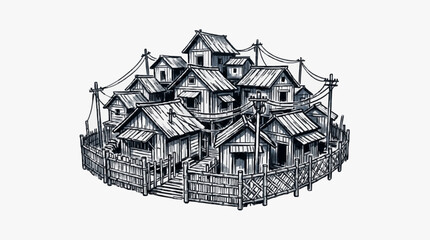 Intricate black and white line art of a castle. © Xutla