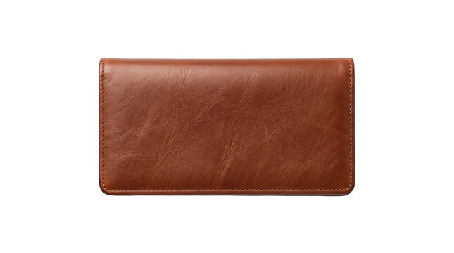 Brown leather checkbook cover wallet bank, transparent, png white isolated on transparent background png
