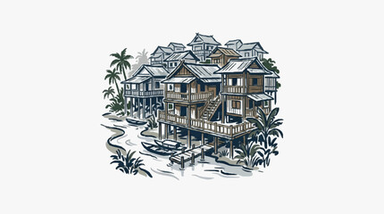 Intricate black and white line art of a Victorian house. © MAGNA