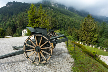 Fototapeta premium mountains of the Pasubio massif, path of 52 tunnels and memorial of the First World War