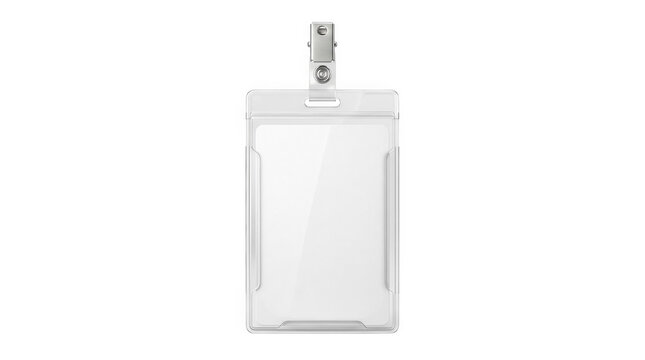 Clear plastic ID badge holder clip bank, transparent, png white isolated on transparent background png