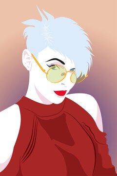 Pop-art style portrait of a woman