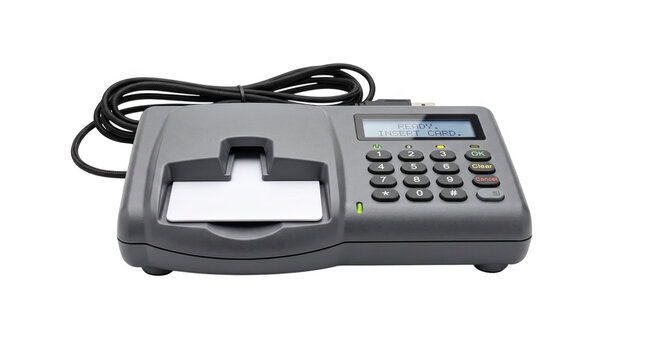 POS credit card reader terminal bank, transparent, png white isolated on transparent background png