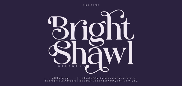 Bright Shawl Abstract Fashion font alphabet. Minimal modern urban fonts for logo, brand etc. Typography typeface uppercase lowercase and number. vector illustration