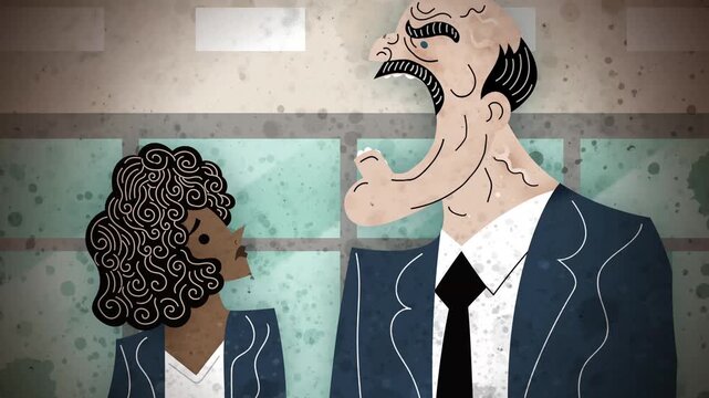 angry racist boss yelling at a black latina female employee