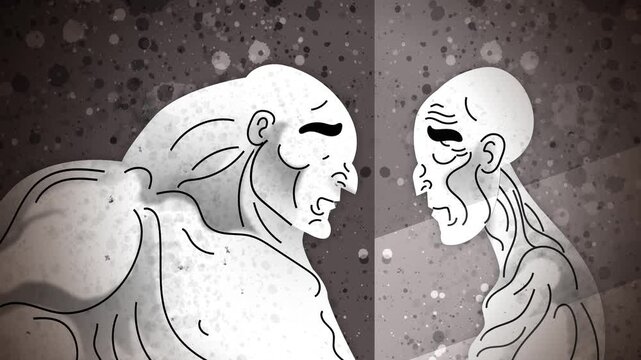 muscular man with vigorexia seeing a thin reflection in the mirror