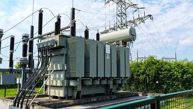 Large Electrical Transformer at Industrial Substation