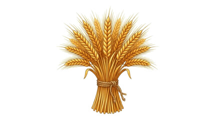 Fototapeta premium Golden barley bundle, detailed grain stalks, premium vector icon, isolated on white background.