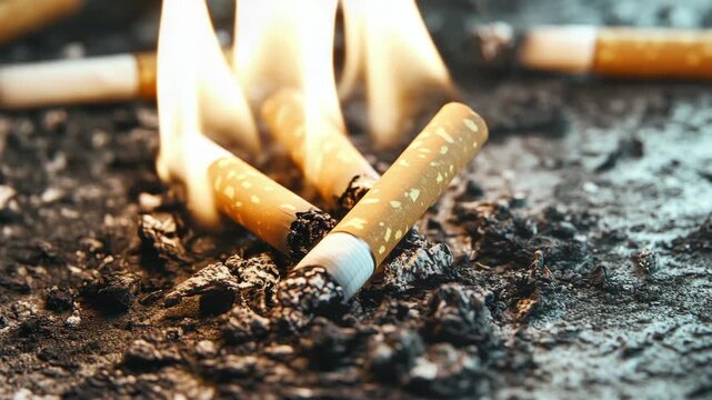 An evocative of discarded cigarettes and ashes after a rain shower.