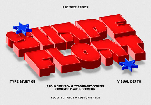 3D Bold Geometric Text Effect