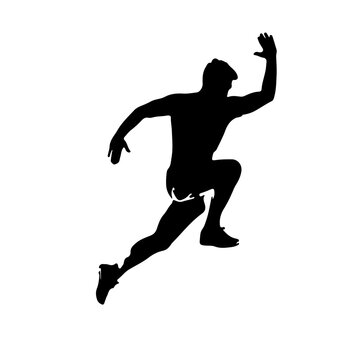 Dynamic sprinter silhouette starting race male athlete running vector illustration