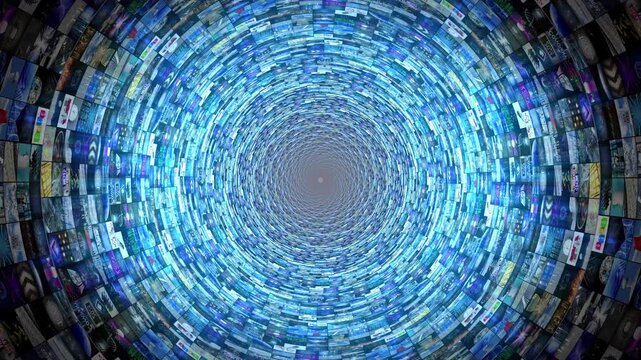 Twirl Effect Video Content Tunnel with Shining Glow - 3d 4k animation (3840 x 2160 px)