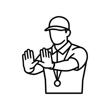 man with pushing gesture vector