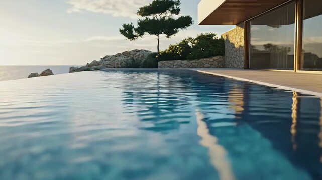 A tranquil retreat featuring a sleek infinity pool and stunning ocean views.